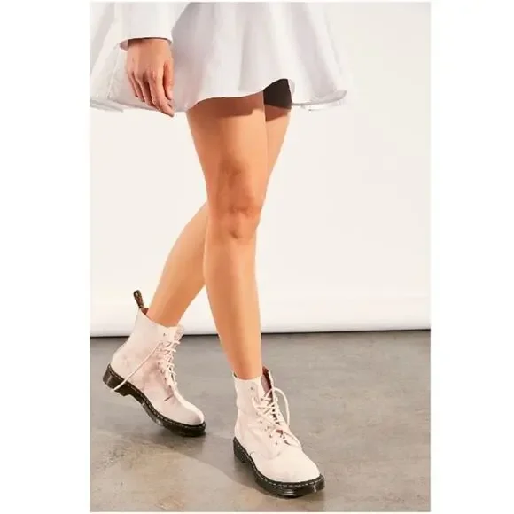 Dr. Martens 1460 Pascal Light Pink Tie Dye Suede Combat Boots 8 - Picture 2 of 12